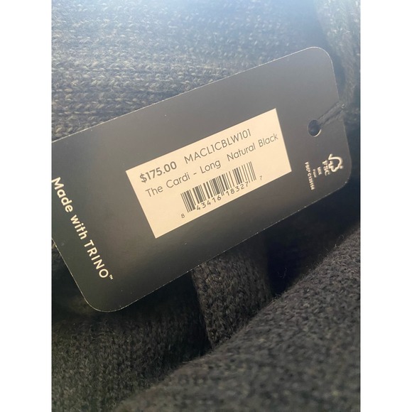 Allbirds Women's Black/Charcoal Duster Wool Cardigan Sweater - Picture 7 of 8